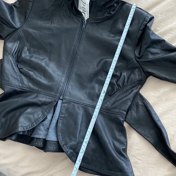 Bird by Juicy Couture Soft Leather Jacket Hoodie w/ Peplum🖤 - Picture 16 of 17